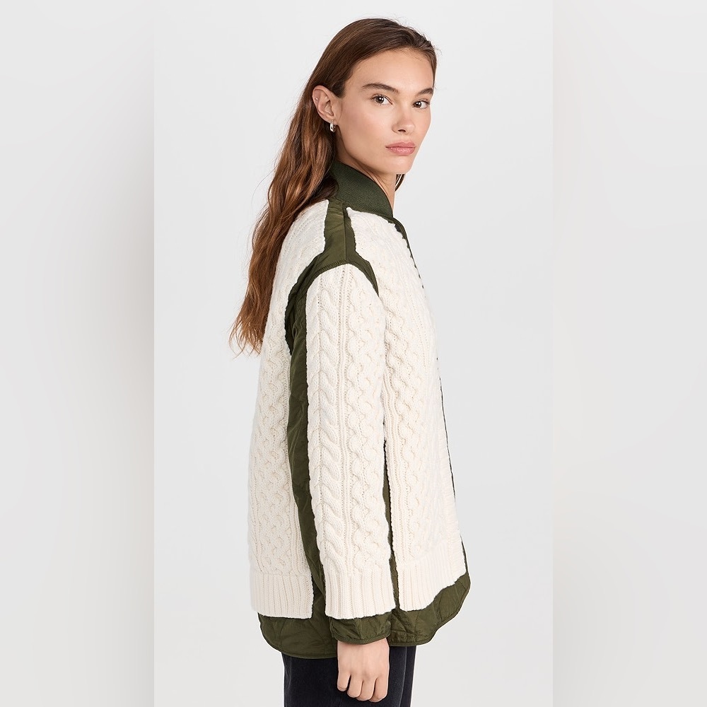 NWT Rag & Bone Winnie Mixed Media Cable Knit Sweater Jacket - Picture 3 of 7